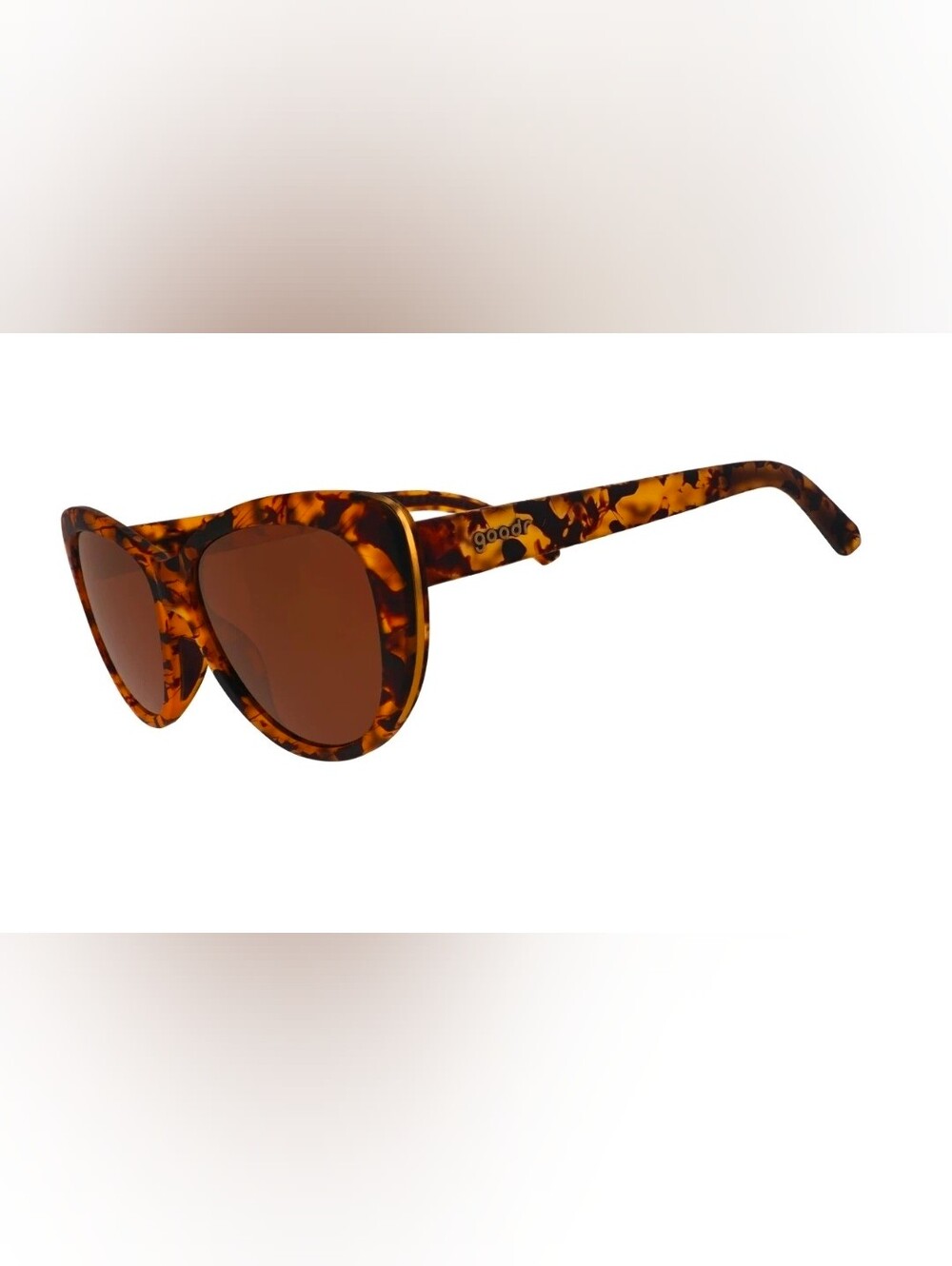 NEW Goodr Glam G The Catwalk's Meow Tortoise Cat Eye Sunglasses Brown Lens